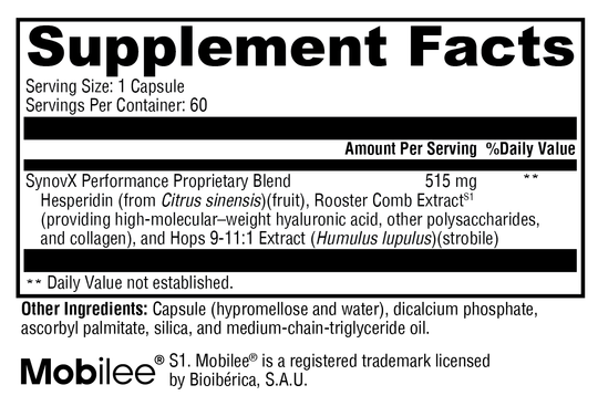 SynovX® Performance 60 Capsules Supplement Facts