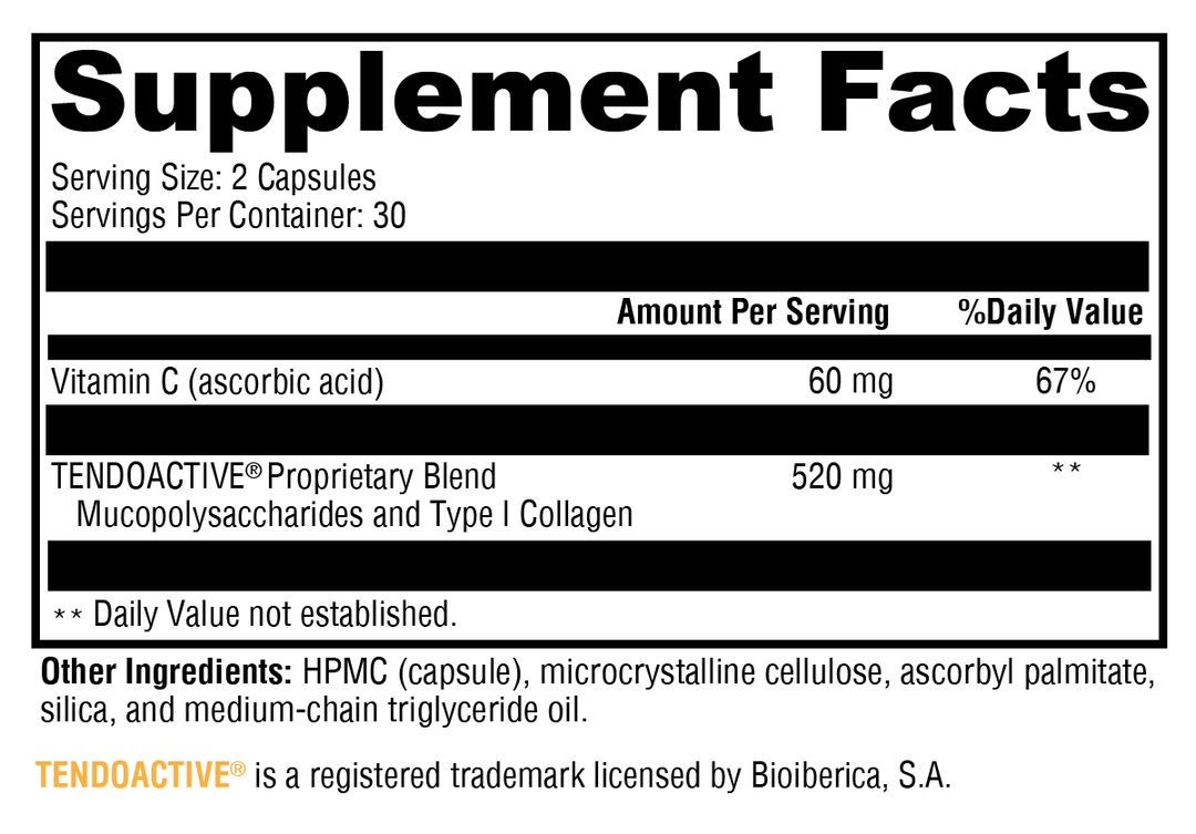SynovX® Tendon & Ligament 60 Capsules Supplement Facts