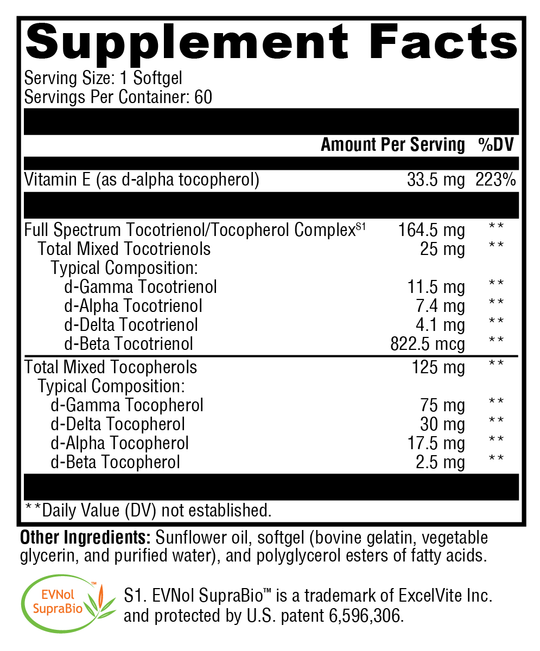 Xcellent E™ 60 Softgels Supplement Facts