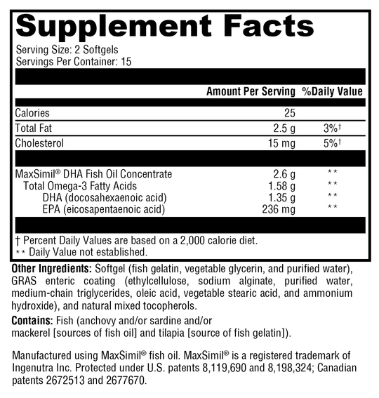 Omega MonoPure® DHA EC 30 Softgels Supplement Facts