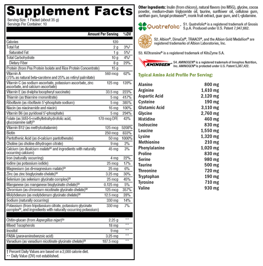 FIT Lean Food Complete Dutch Chocolate 10 Servings Supplement Facts