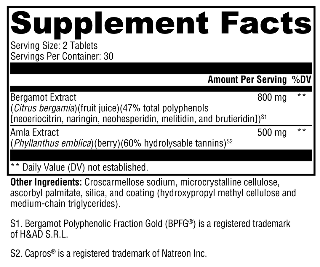 BergaCor® Plus 60 Tablets Supplement Facts