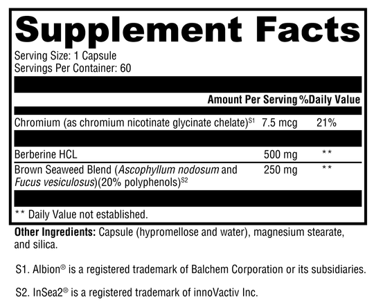 Berberine with InSea2® 60 Capsules Supplement Facts