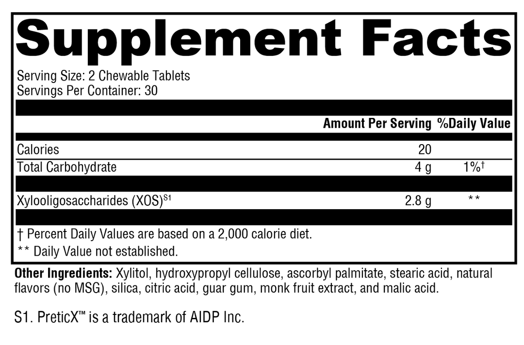 PrebioMax® Natural Sour Apple 60 Tablets Supplement Facts