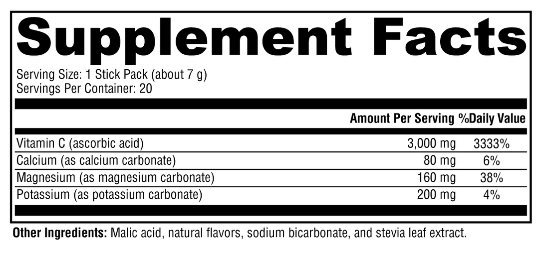 Buffered C Powder Fruit Punch 20 Servings Supplement Facts