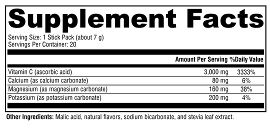 Buffered C Powder Fruit Punch 20 Servings Supplement Facts
