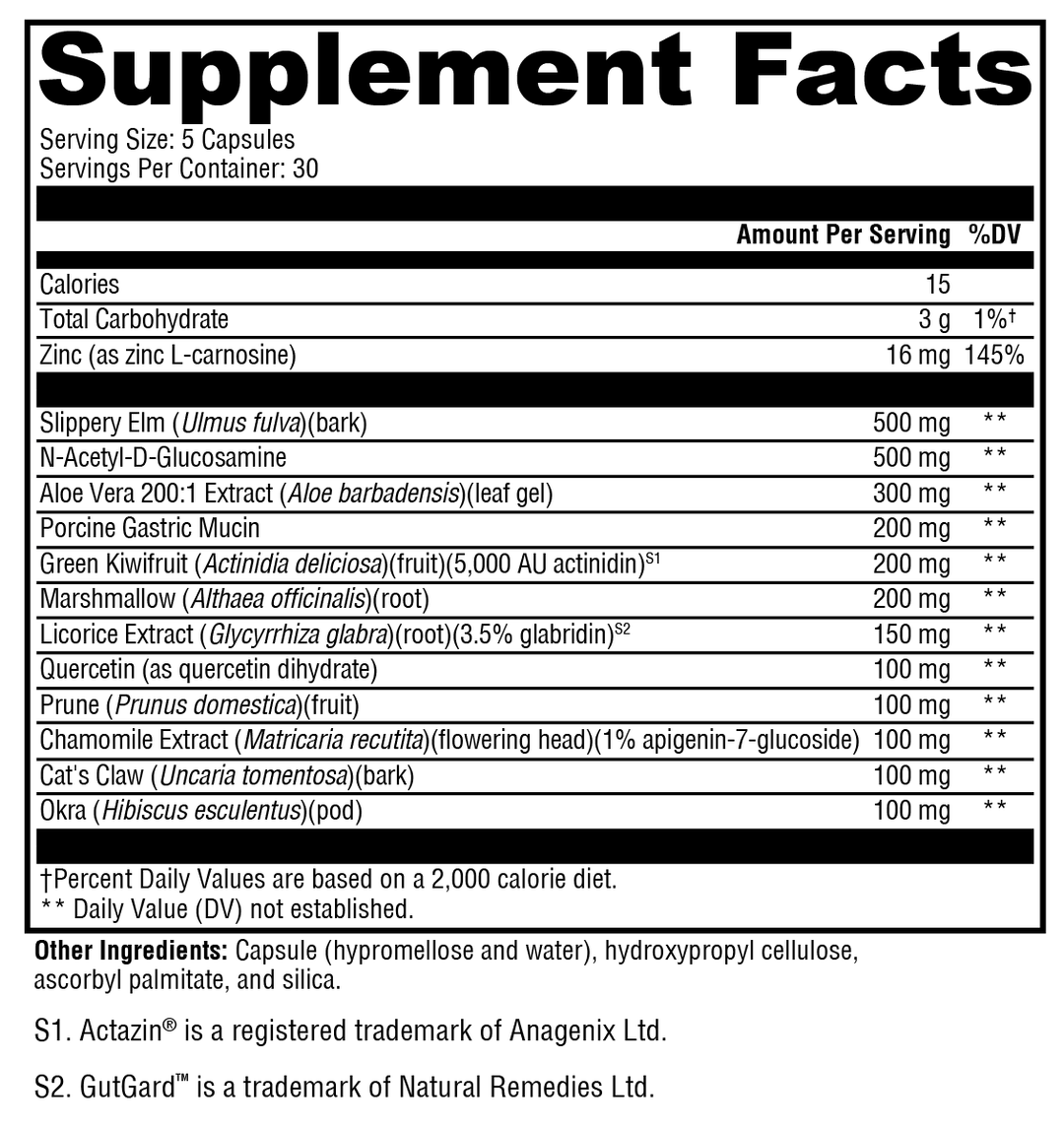 GI Balance 150 Capsules Supplement Facts