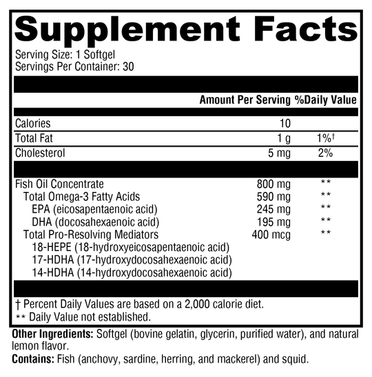 OmegaPure PRM 30 Softgels Supplement Facts