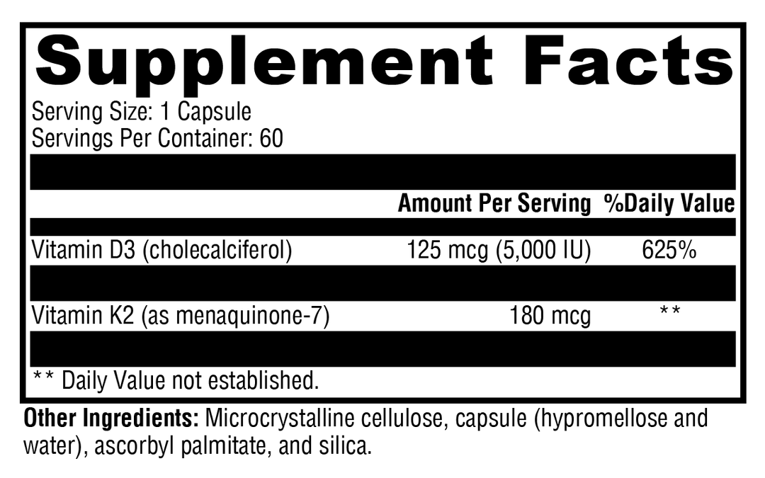 K2-D3 Max 60 Capsules Supplement Facts