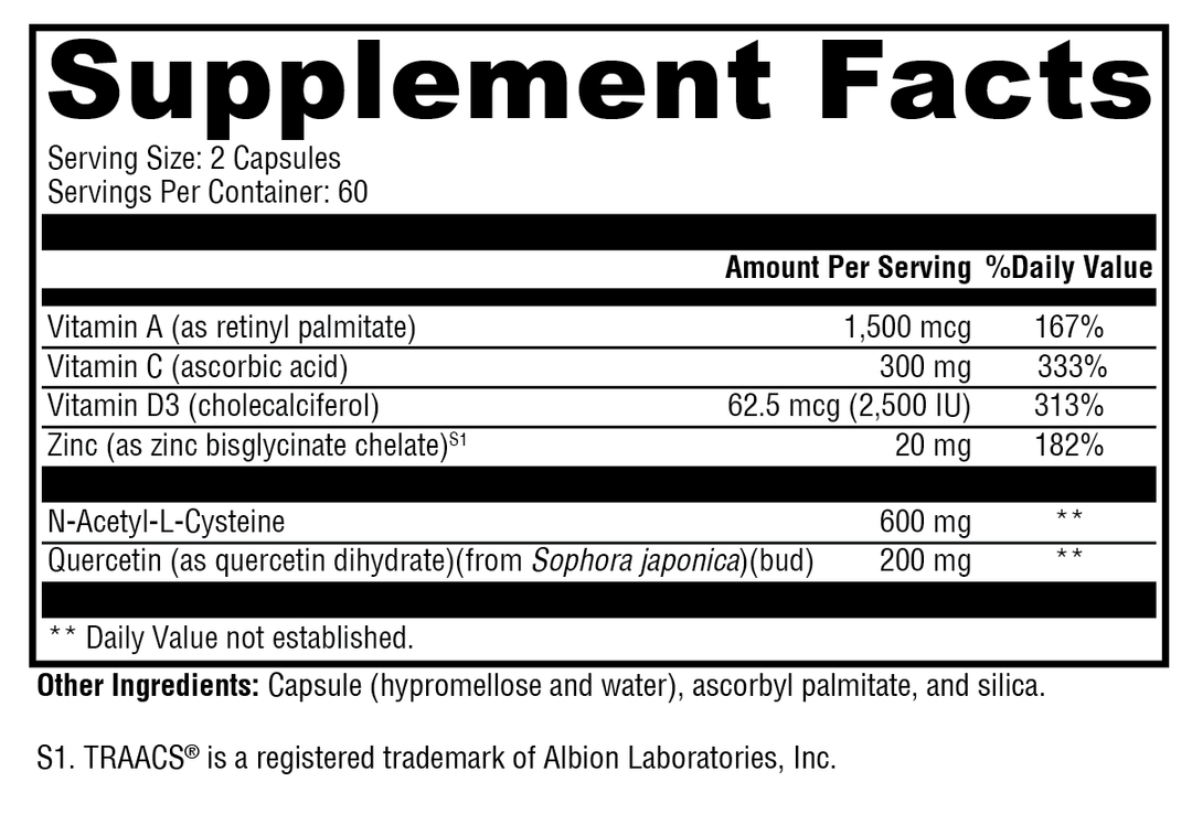 Immune Essentials™ Daily 120 Capsules Supplement Facts
