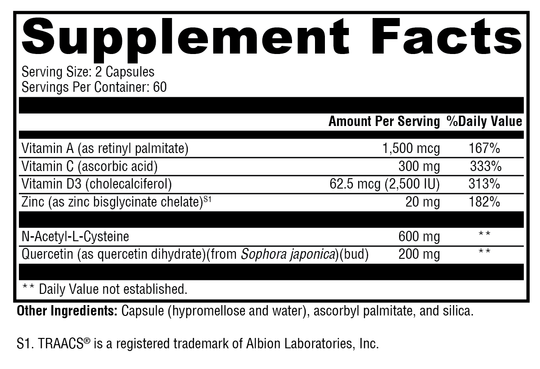 Immune Essentials™ Daily 120 Capsules Supplement Facts