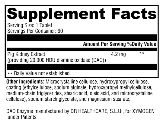 HistDAO™ 60 Tablets Supplement Facts