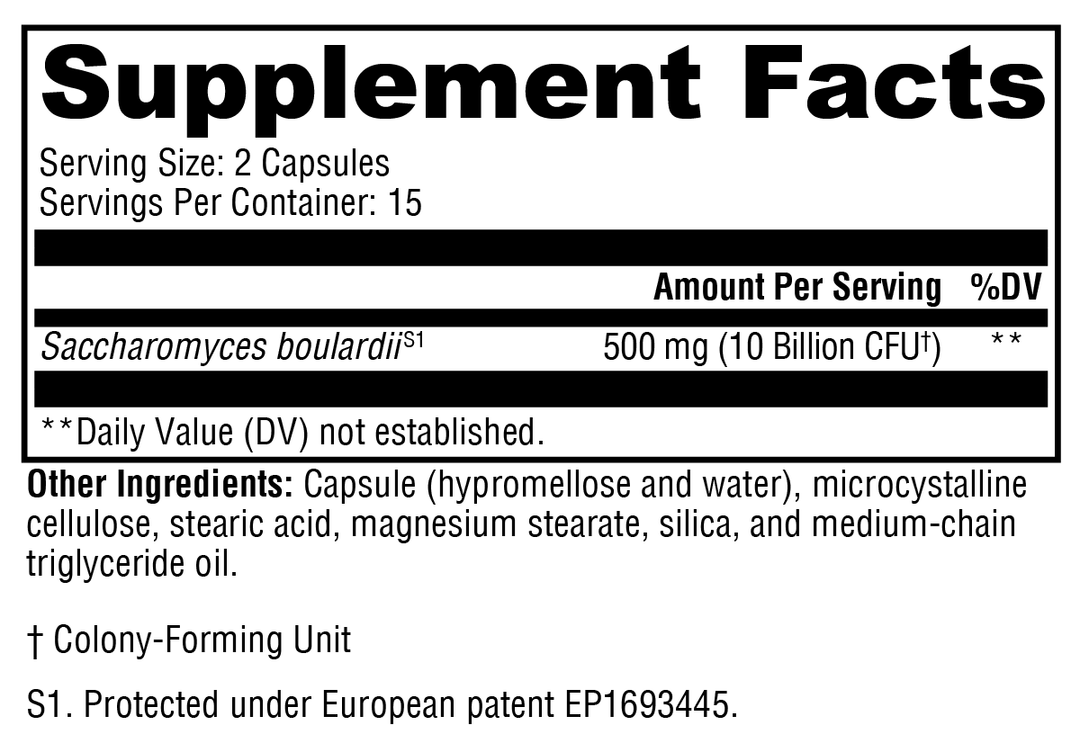 Saccharomycin® DF 30 Capsules Supplement Facts