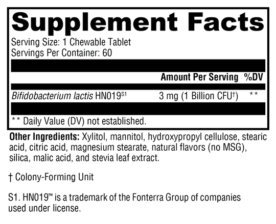 ProbioMax® Oral 60 Chewable Tablets Supplement Facts