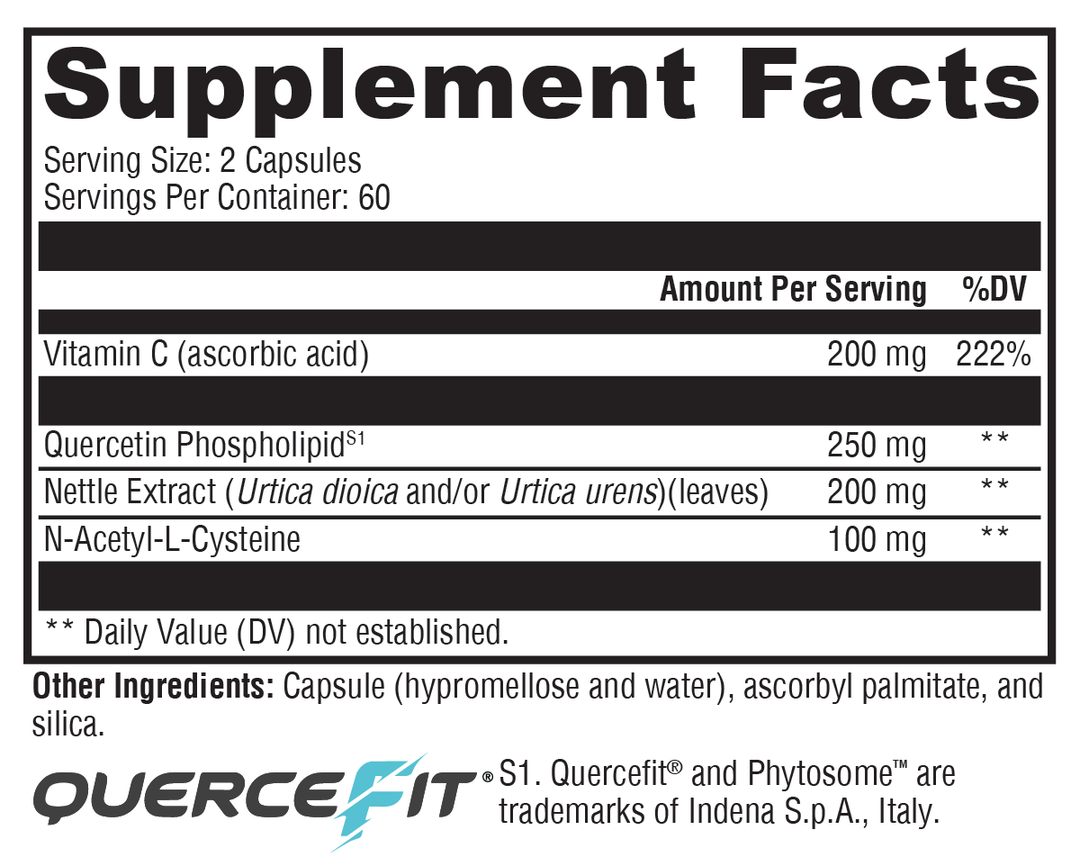 Quercetin 20× Plus 120 Capsules Supplement Facts