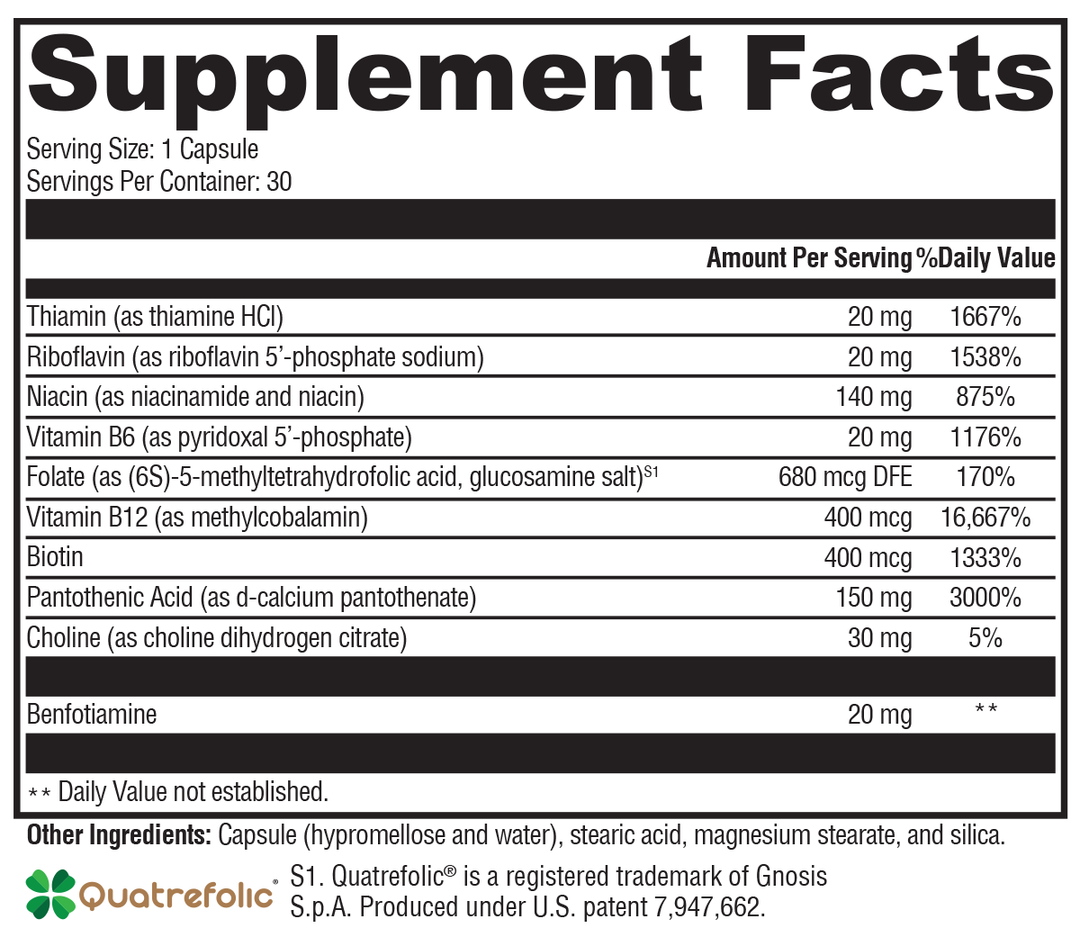 B Activ® 30 Capsules Supplement Facts