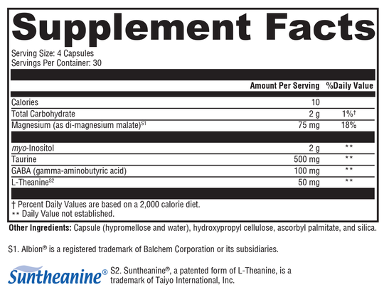 RelaxMax® 120 Capsules Supplement Facts