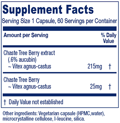 Chaste Tree Berry 60 Capsules Supplement Facts