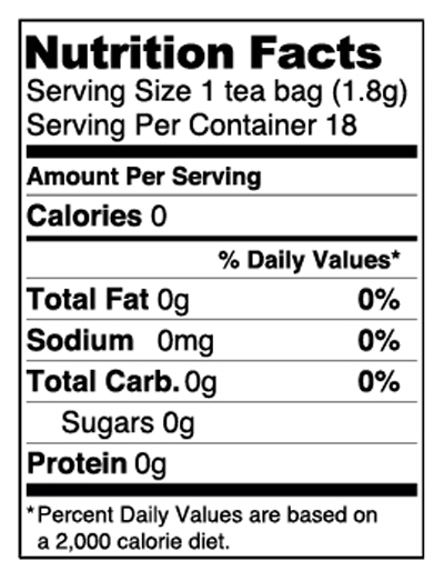 Reishi Mushroom Blend 18 Bags Supplement Facts