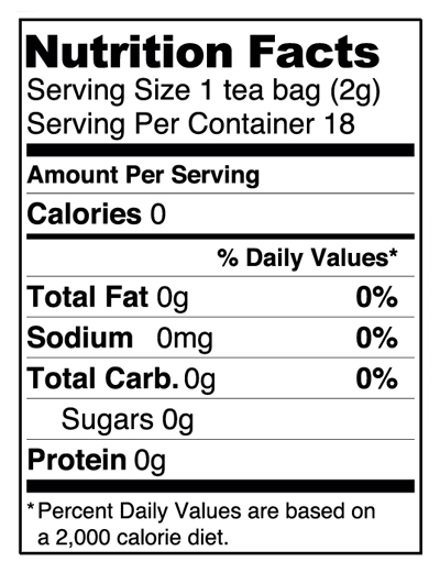 Mushroom Wellness Blend 18 Bags Supplement Facts