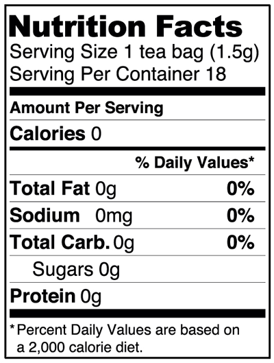 Matcha Green Tea 18 Bags Supplement Facts