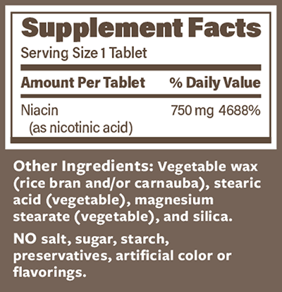 ENDUR-ACIN ER 750 mg 60 Tablets Supplement Facts