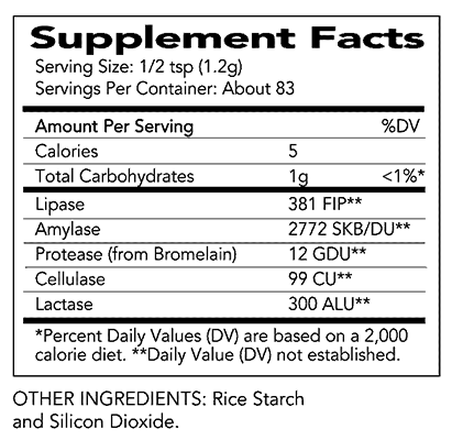 AbsorbAid Digestive Support 83 Servings Supplement Facts