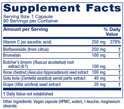 VeinoBlend 90 Capsules Supplement Facts