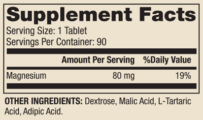 H2 Molecular Hydrogen 90 Tablets Supplement Facts