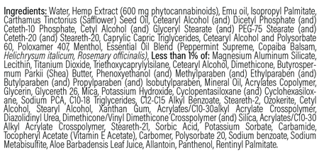 HEMP OneThirteen Soothe 600 60 g Supplement Facts