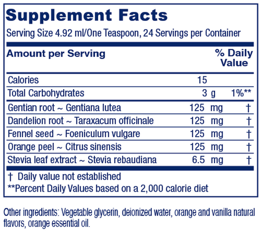 Bitters Tonic 4 fl oz Supplement Facts