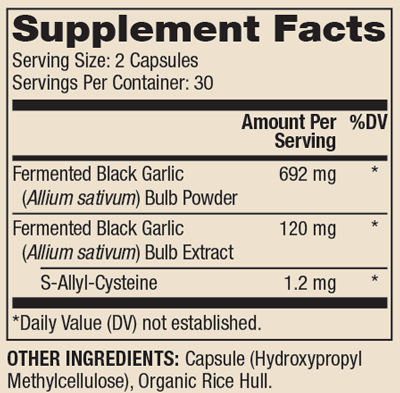 Fermented Black Garlic 60 Capsules Supplement Facts