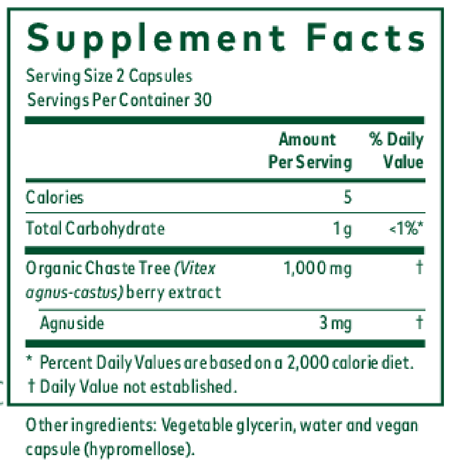 Vitex 60 Capsules Supplement Facts