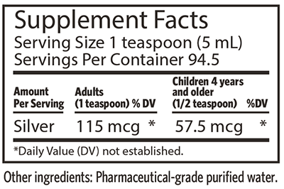 Pro Bio-Active Silver Hydrosol 23 ppm Economy Size Screw Top 16 fl oz Supplement Facts