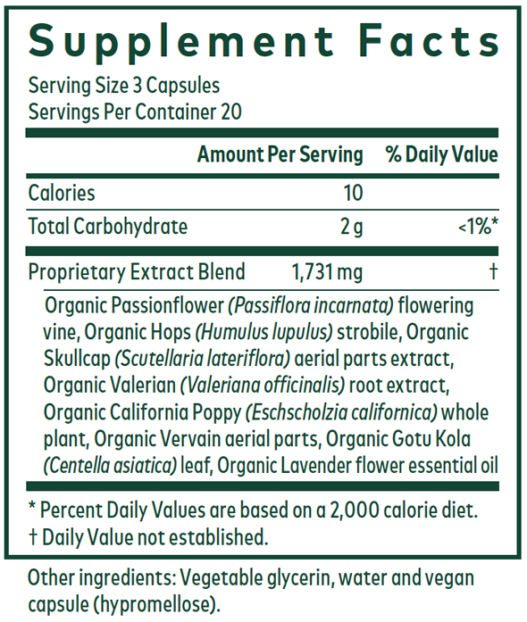 Sleep Formula 60 Capsules Supplement Facts