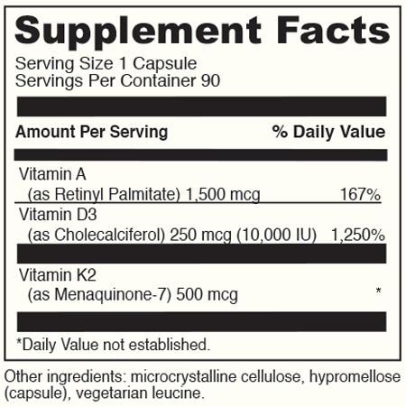 A.D.K 10 90 Capsules Supplement Facts