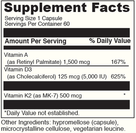 A.D.K 60 Capsules Supplement Facts