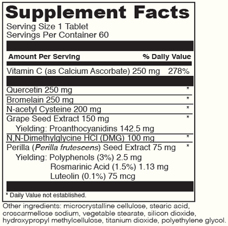 ALLER-DMG 60 Tablets Supplement Facts