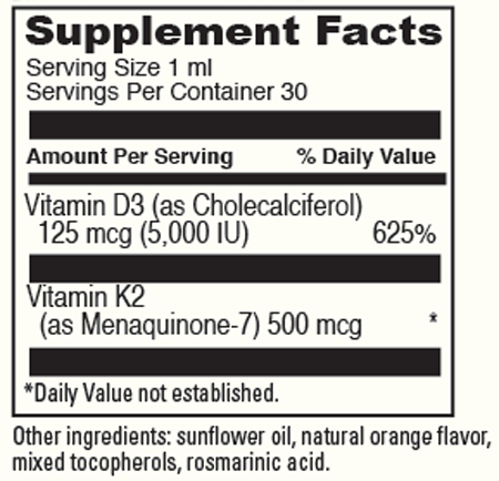 D3/K2 LIQUID 1 fl oz Supplement Facts