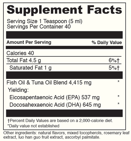 KiddOmega-3 Cherry Orange 40 Servings Supplement Facts