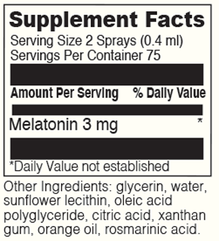 LIPOSOMAL MELATONIN SPRAY 1 fl oz Supplement Facts