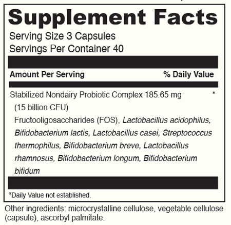 MEGA PROBIOTIC ND 120 Capsules Supplement Facts