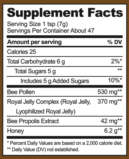 Superfood Honey 330 g Supplement Facts