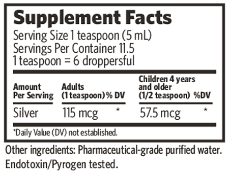 Pro Bio-Active Silver Hydrosol 23 ppm Dropper 2 fl oz Supplement Facts