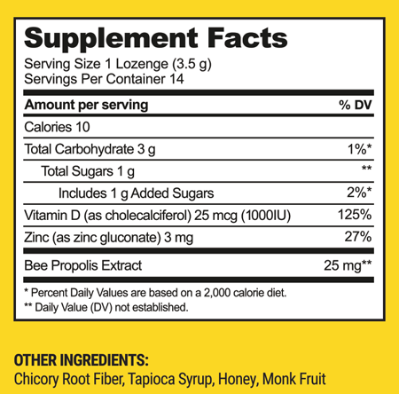 Propolis Soothing Lozenges Honey 14 Drops Supplement Facts