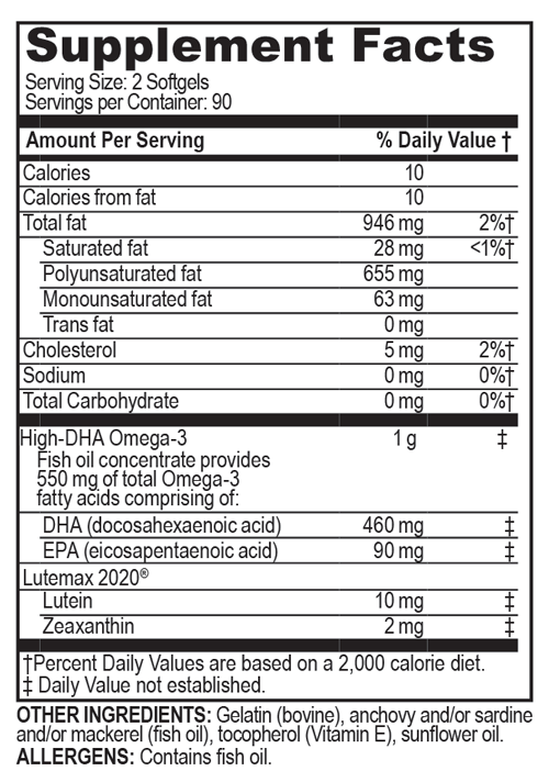Brain Omega 180 Softgels Supplement Facts