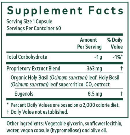 Holy Basil 60 Capsules Supplement Facts