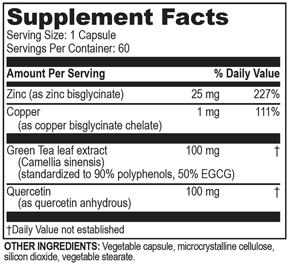 Brain Basics Opti Zinc Plus 60 Tablets Supplement Facts