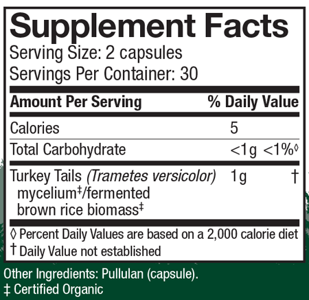 Turkey Tail 60 Capsules Supplement Facts