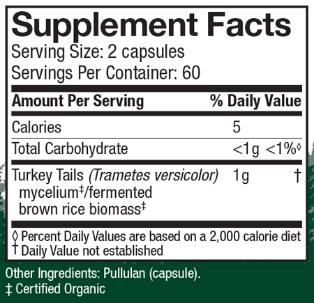 Turkey Tail 120 Capsules Supplement Facts